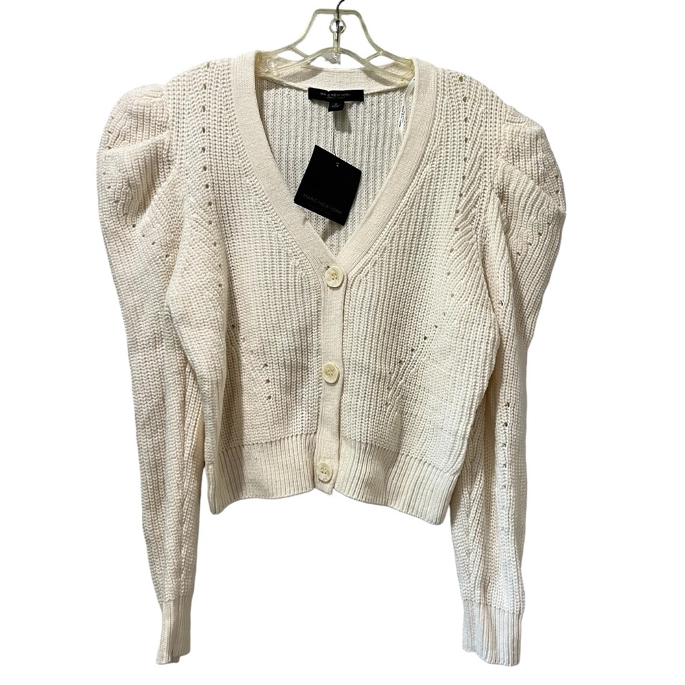 NEW Marc New York Andrew Ivory Sweater Size Medium Cardigan Acrylic‎ cropped